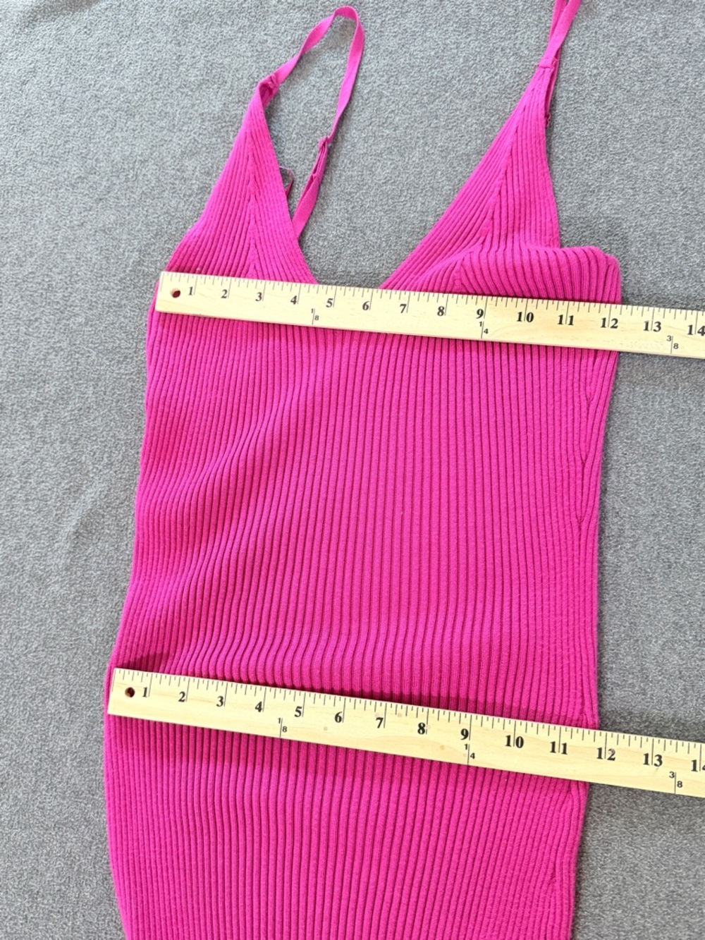 Fuchsia Ribbed V‑Neck Maxi long Dress semi-formal fitted women’s small sexy - Picture 6 of 7
